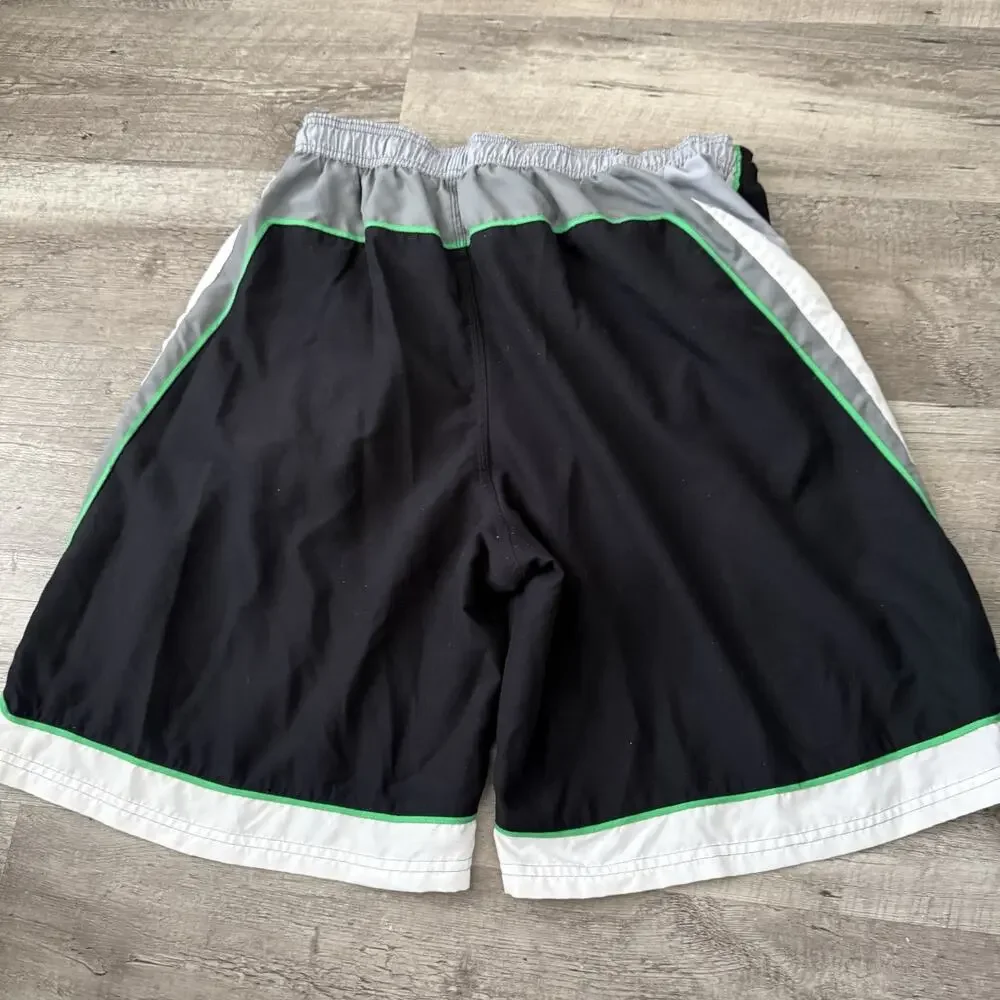 NIKE Board Shorts Mens Sz XXL Black Gray w Mesh Brief Pockets Swim Elastic Waist